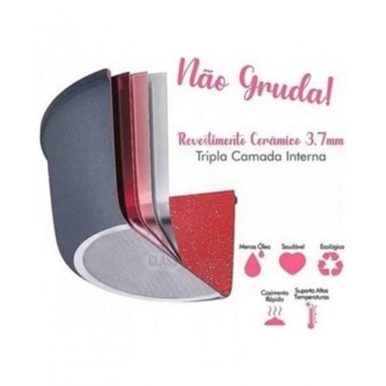 Panela 20cm Indução Ceramic Onix 3.7mm